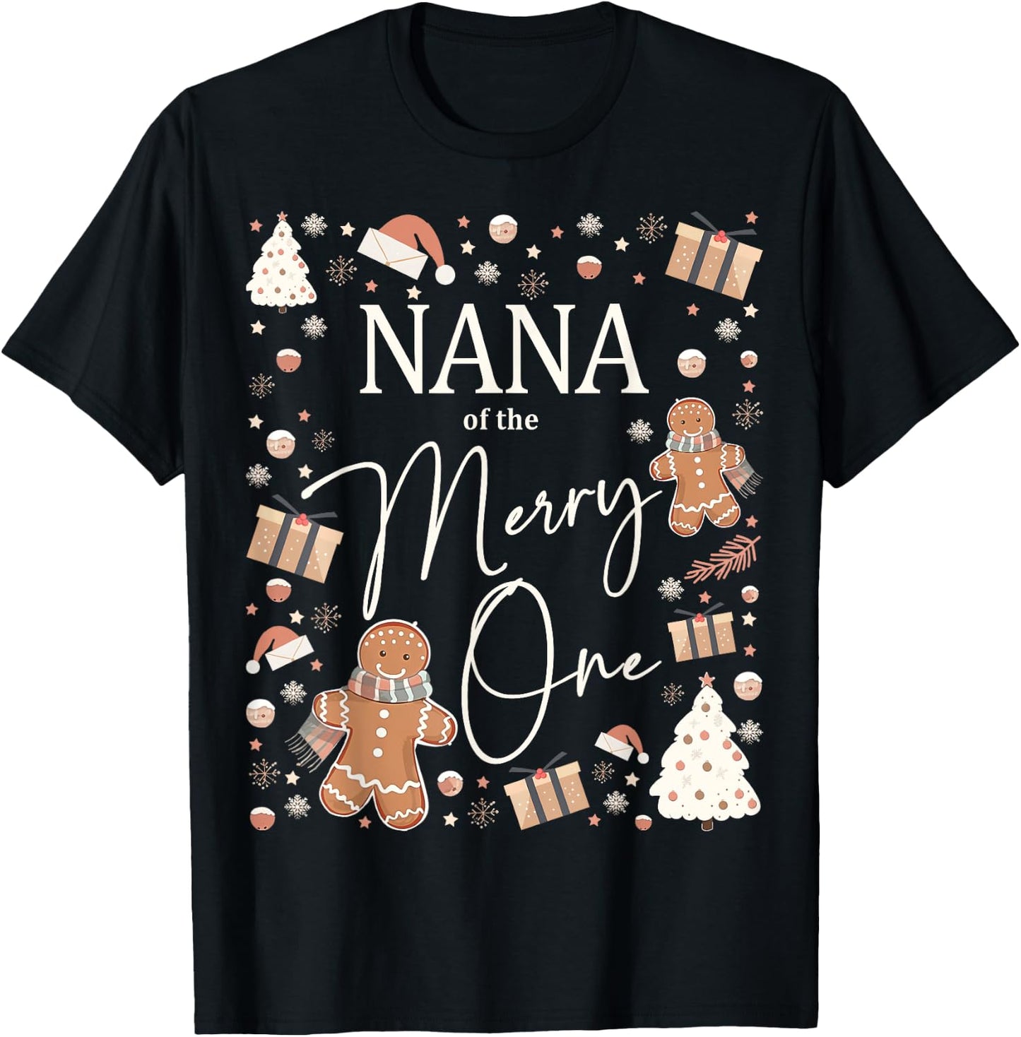 Nana of The Merry One Gingerbread Family's Fun at Christmas T-Shirt - T-Shirt | Black