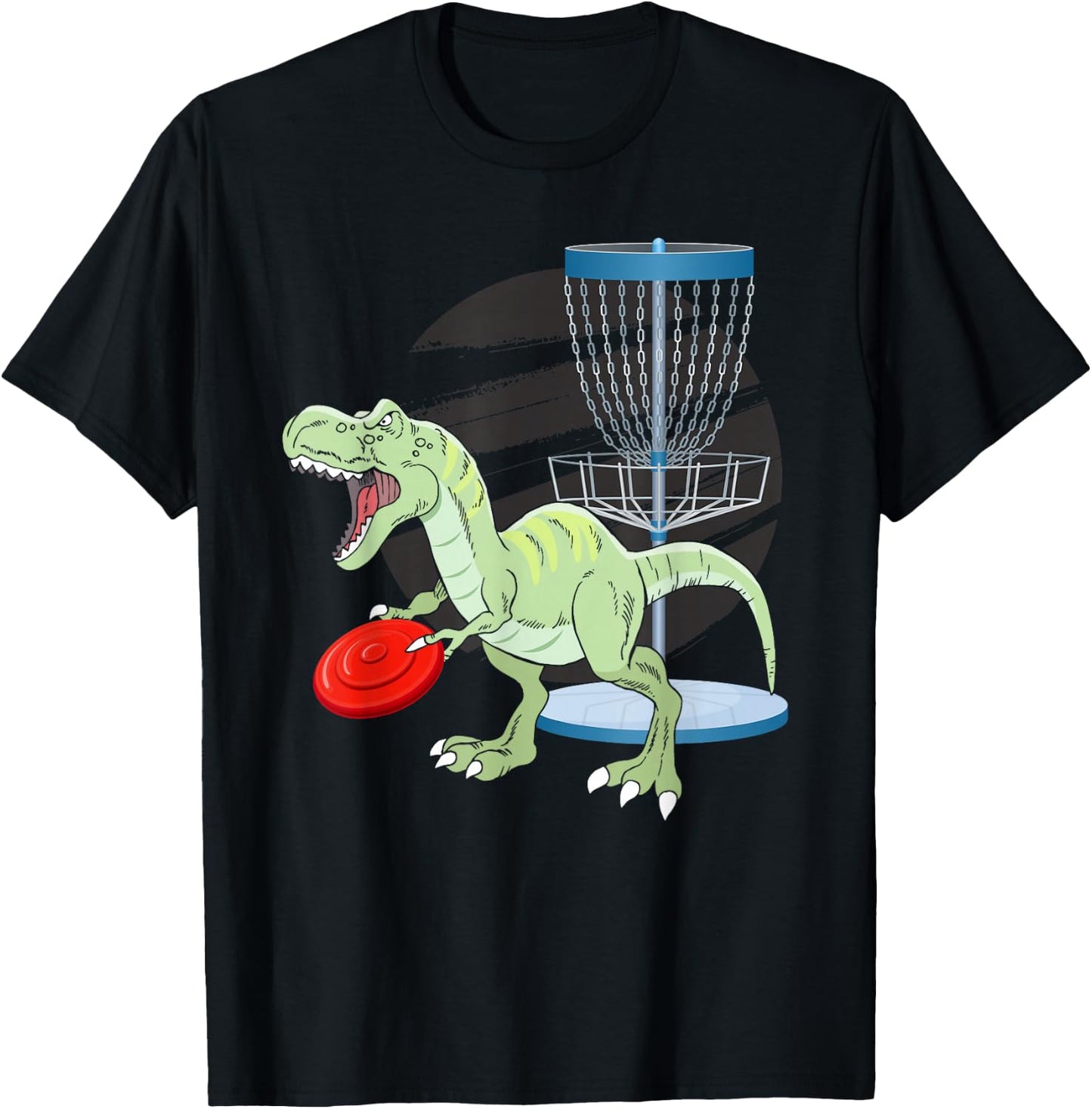 T Rex Frisbee Dinosaur Recreational Tosser Dino Disc Golf T-Shirt - T-Shirt | Black