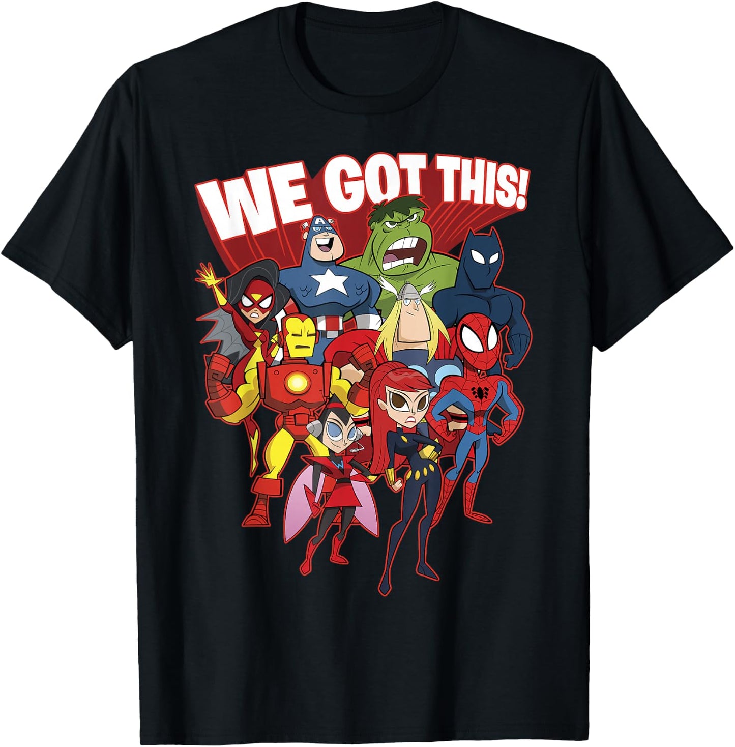 Marvel Avengers We Got This! Retro Cartoon Portrait T-Shirt - T-Shirt | Black