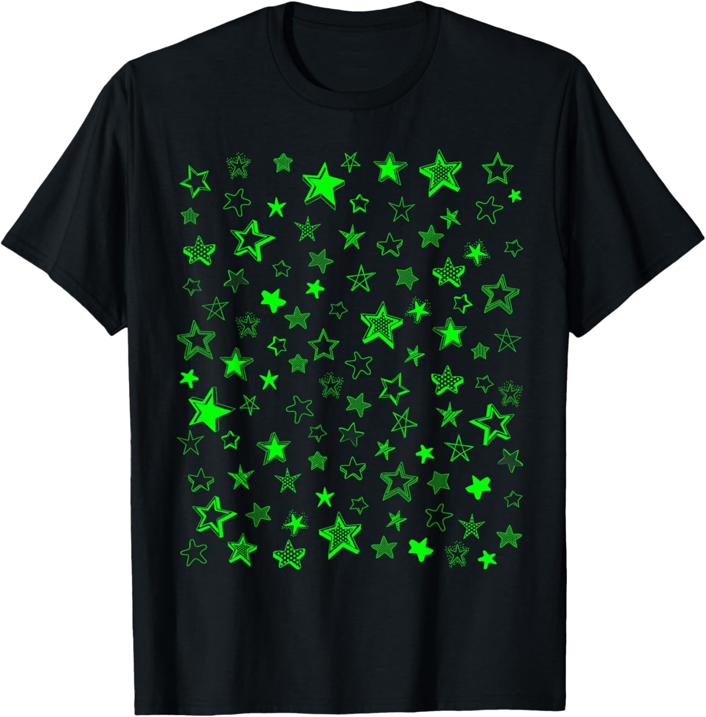 100 Days of School Teachers Kids Child Smarter Green Stars T-Shirt - T-Shirt | Black
