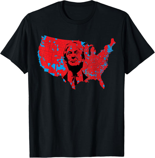 Red Wave Map of USA in the Trump 2024 Presidential Election T-Shirt - T-Shirt | Black