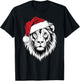 Joyful Lion Santa on Lion Christmas T-Shirt - T-Shirt | Black