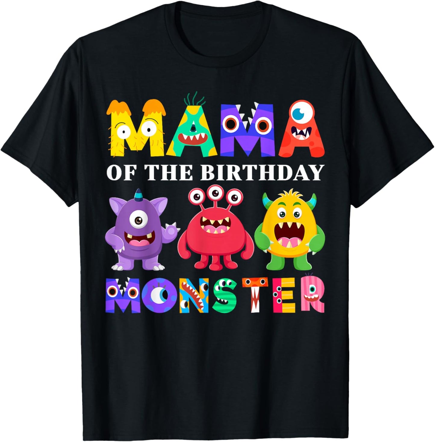 Mama Little Monster Kids 1st Birthday Party Family Monster T-Shirt - T-Shirt | Black
