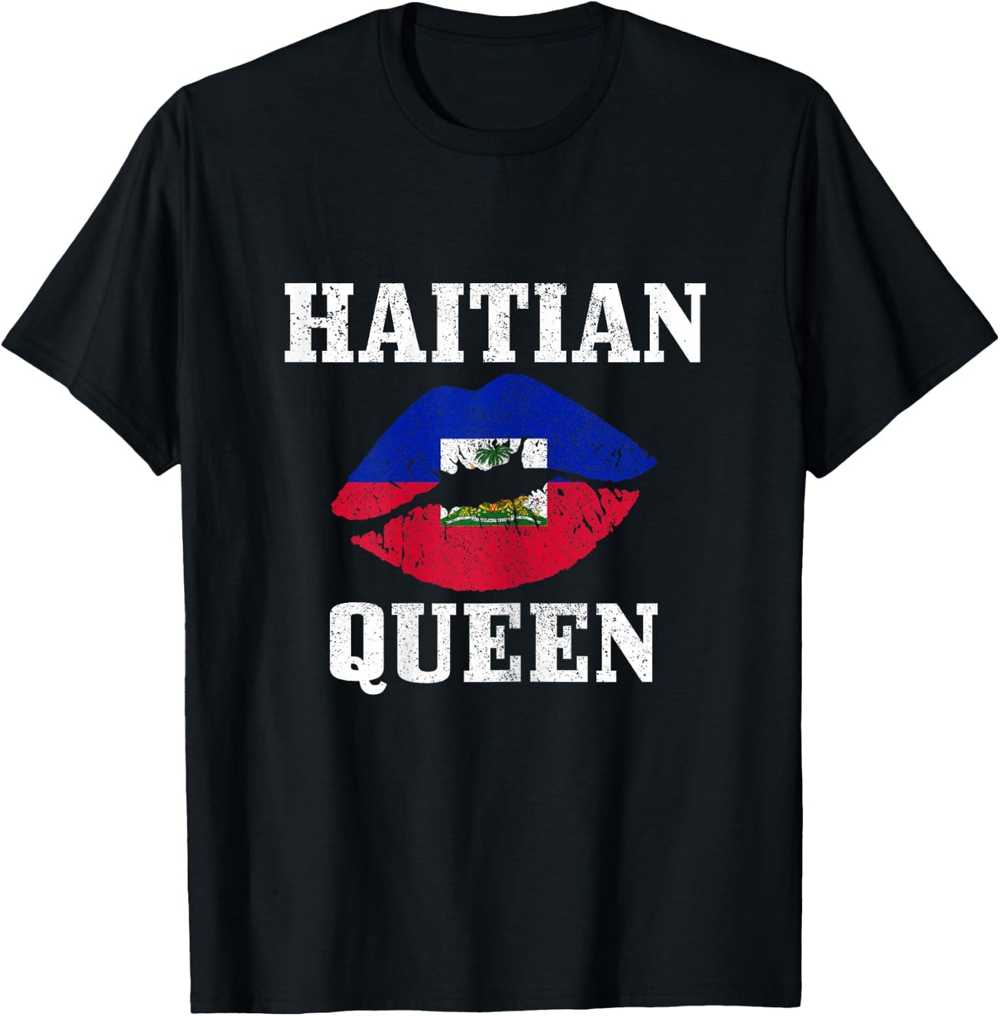 Haitian Queen Haiti Flag Pride Vintage Girl T-Shirt - T-Shirt | Black
