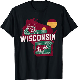 Wisconsin State of Wisconsin Retro Wisconsin T-Shirt - T-Shirt | Black