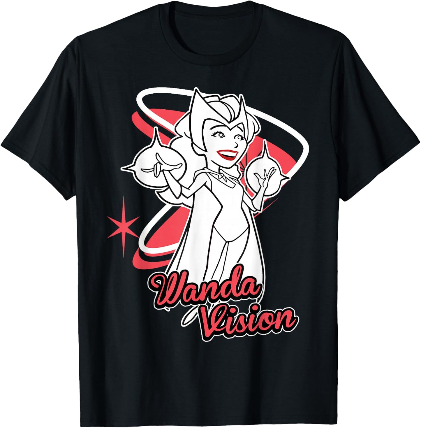 Marvel WandaVision Scarlet Witch Retro Cartoon T-Shirt - T-Shirt | Black