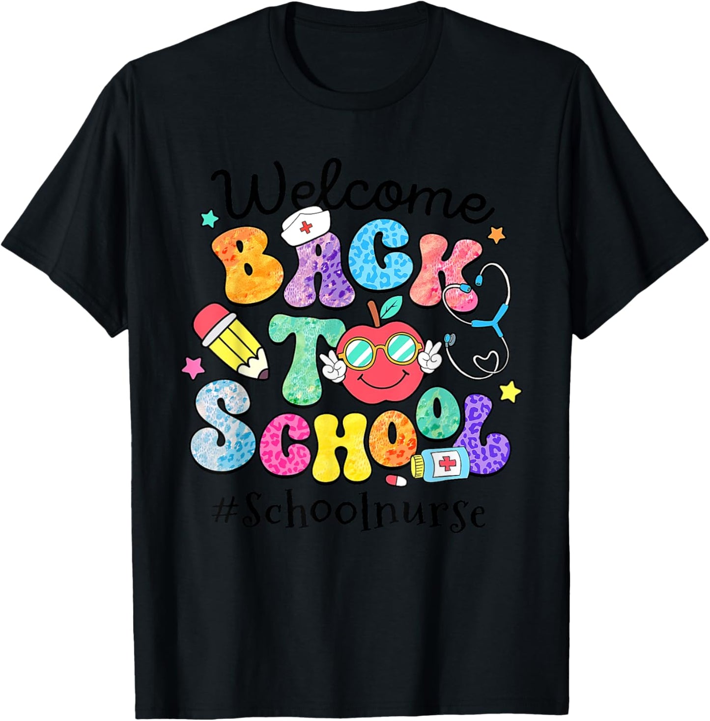Welcome Back To School Nurse First Day Of School Leopard T-Shirt - T-Shirt | Black