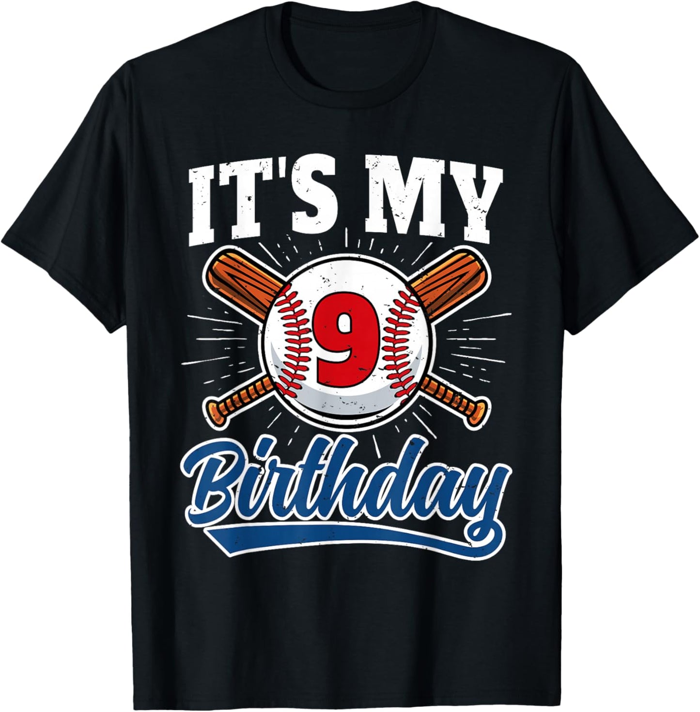 9 Years Old Kids Baseball Player 9th Birthday Party Boys T-Shirt - T-Shirt | Black