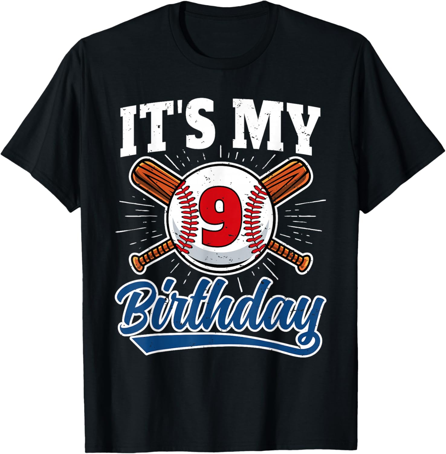 9 Years Old Kids Baseball Player 9th Birthday Party Boys T-Shirt - T-Shirt | Black