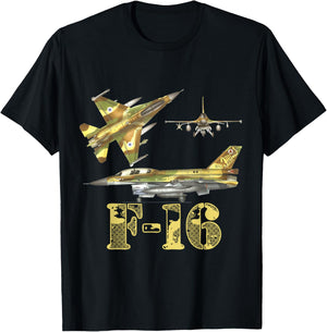 F16 Jet Aircraft Fighter Jet Blueprint Design F-16 Sufa T-Shirt - T-Shirt | Black