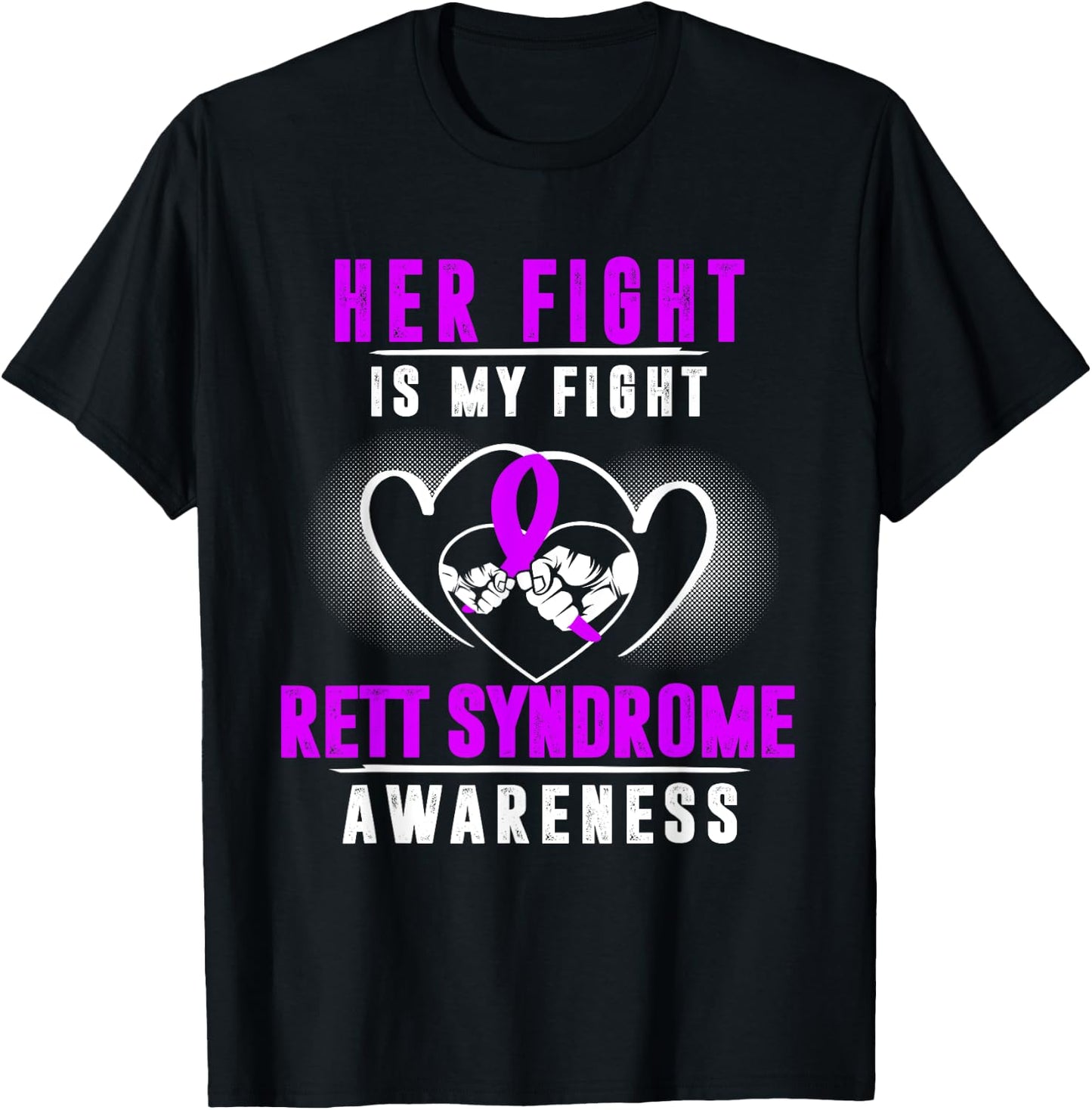 Rett Syndrome Awareness Month RTS Purple Ribbon Girl Mom Dad T-Shirt - T-Shirt | Black