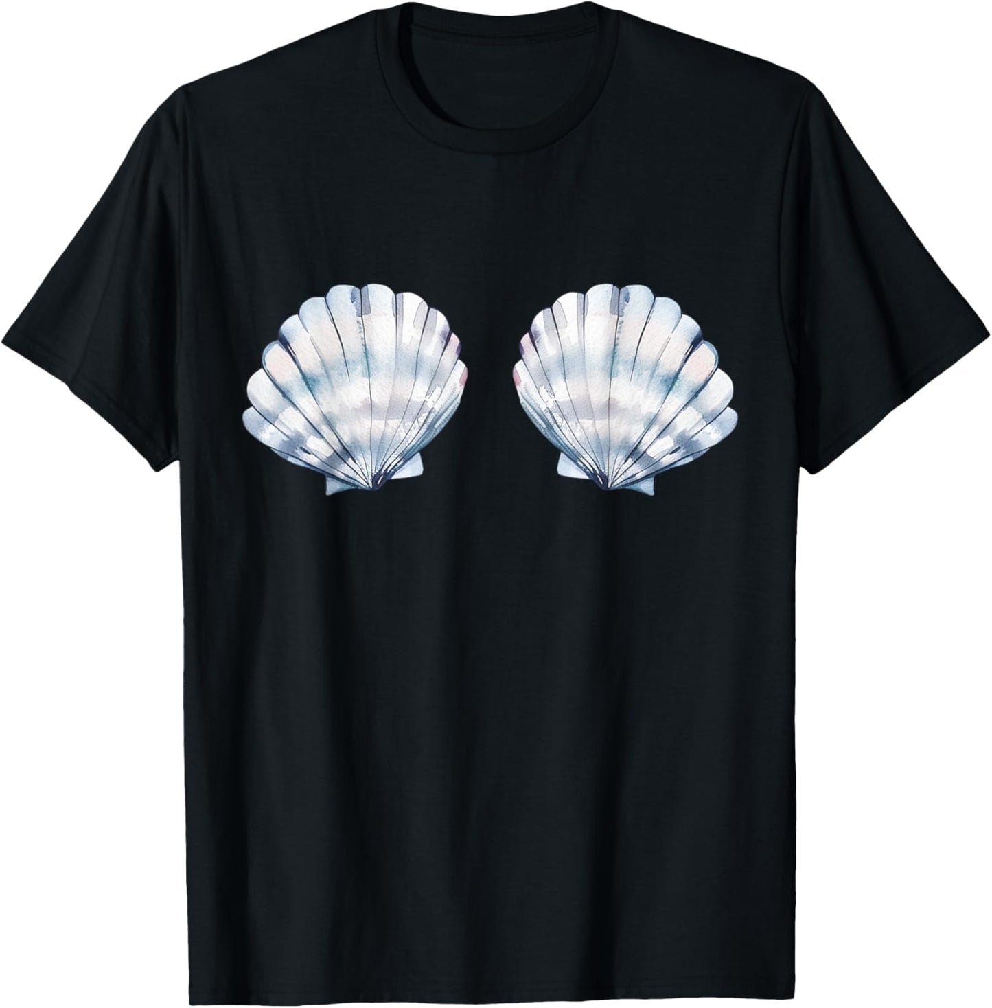 Mermaid Sea Shell Bra Graphic Seashell Costume Women T-Shirt - T-Shirt | Black