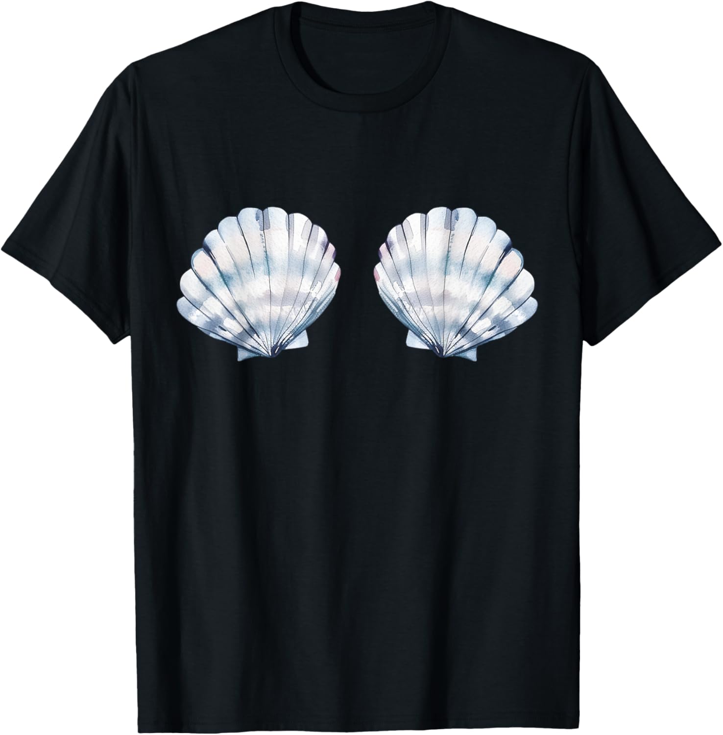 Mermaid Sea Shell Bra Graphic Seashell Costume Women T-Shirt - T-Shirt | Black