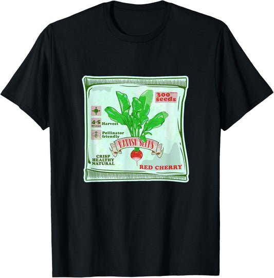 Radish seeds packet growing vegetables T-Shirt - T-Shirt | Black