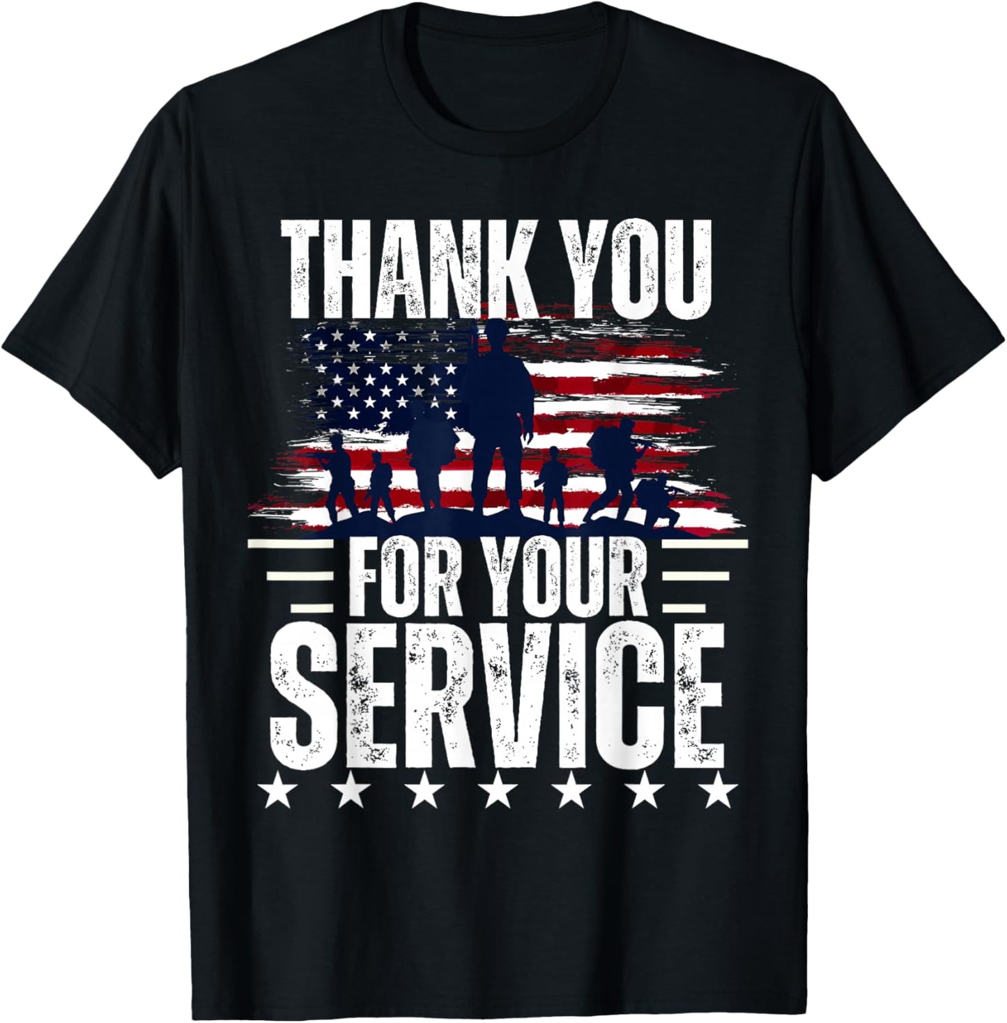 Vintage Veteran Thank You for Your Service Veteran's Day T-Shirt - T-Shirt | Black