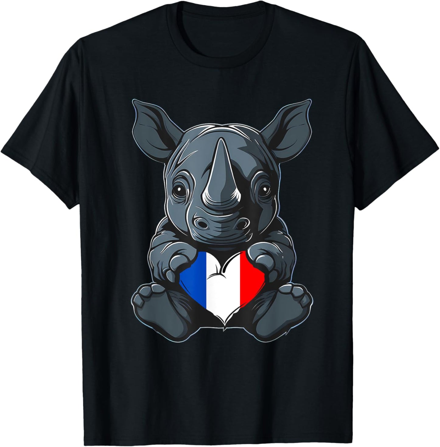 Drapeau français de la fierté française avec rhinocéros et racines françaises T-Shirt - T-Shirt | Black