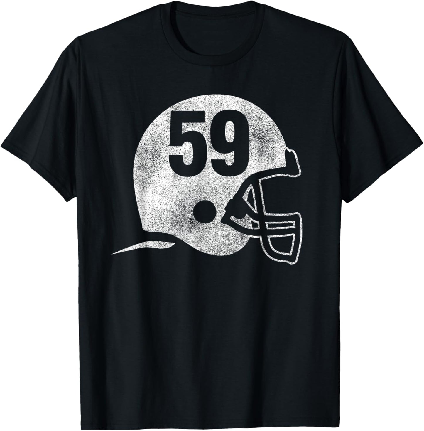 Vintage Football Helmet Player Number 59 T-Shirt - T-Shirt | Black