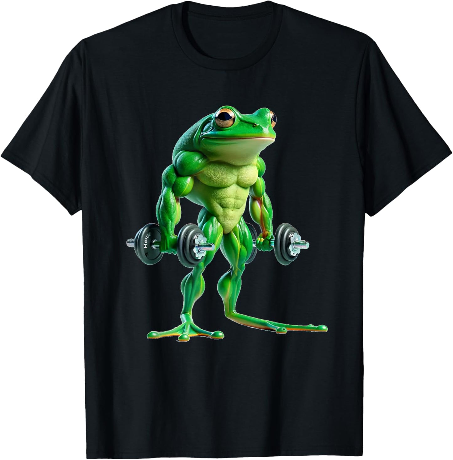 Buff Frog Lifting Weights Funny Fitness Workout Gym Lover T-Shirt - T-Shirt | Black