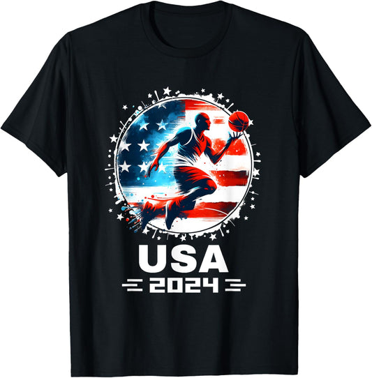USA Team 2024 Basketball Shirt 2024 Basketball Apparel 2024 T-Shirt - T-Shirt | Black