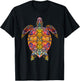 Psychedelic Hippie Sea Turtle Gift. Tribal Turtle design T-Shirt - T-Shirt | Black