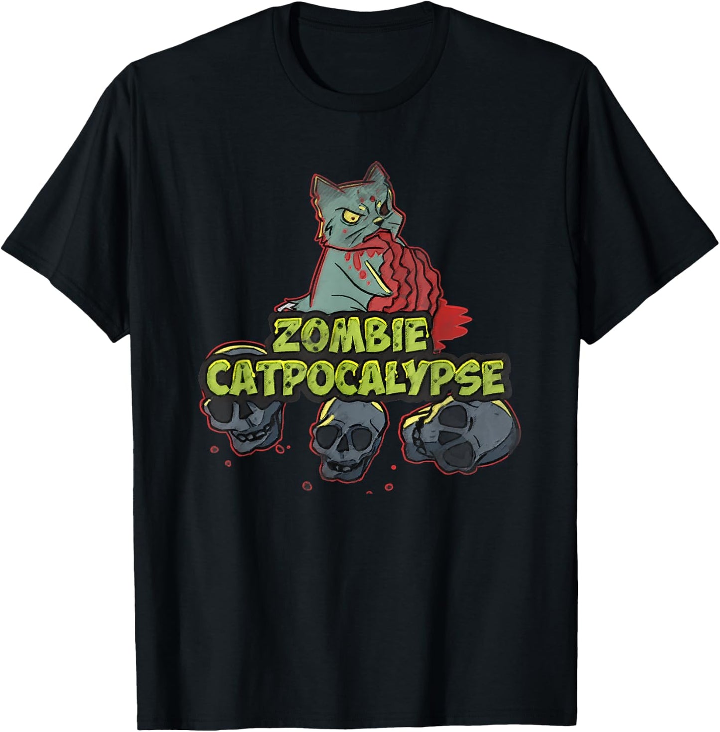 Halloween Zombie Cat Apocalypse Funny Kitty Lover Party Women T-Shirt - T-Shirt | Black