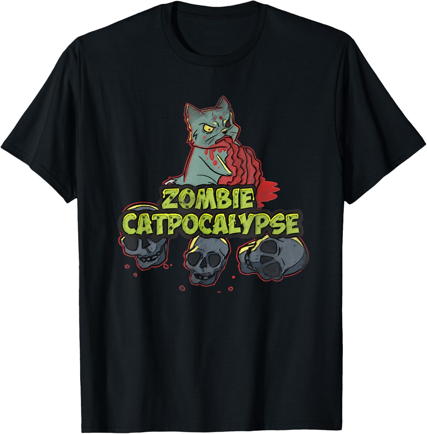 Halloween Zombie Cat Apocalypse Funny Kitty Lover Party Women T-Shirt - T-Shirt | Black