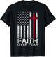 Faith Over Fear American USA Flag Jesus Cross Christian T-Shirt - T-Shirt | Black