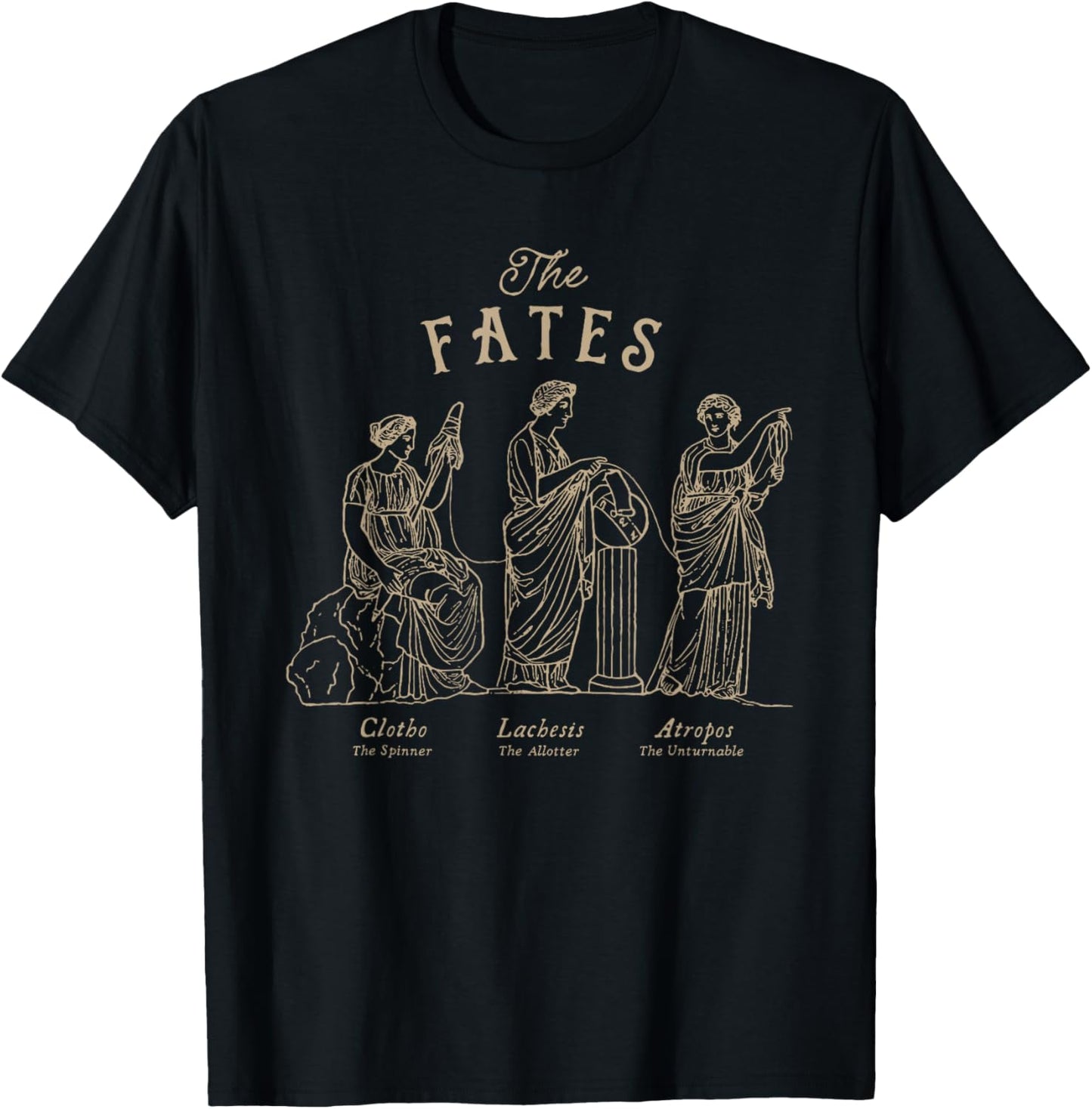 The Fates | Greek Mythology | Dark Academia | The Moirai T-Shirt - T-Shirt | Black