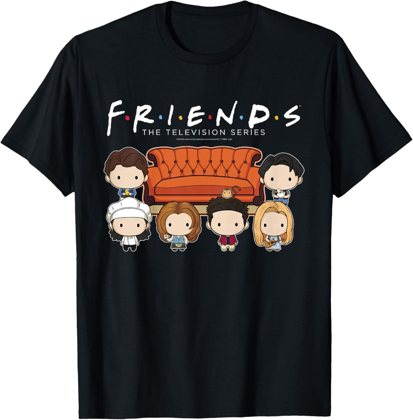 Kids Friends Chibi Couch Crew T-Shirt - T-Shirt | Black