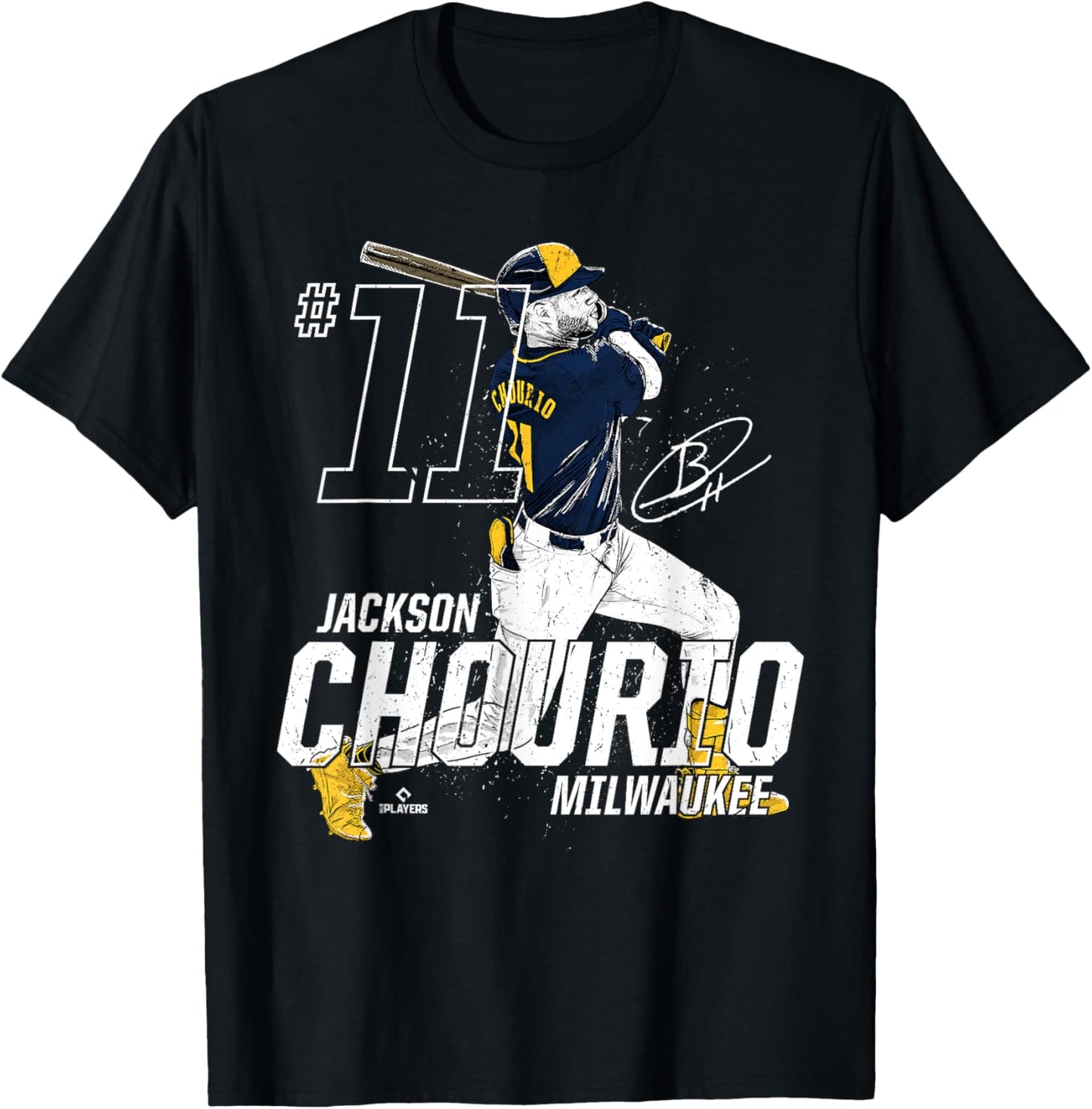 Dynamic Pose Jackson Chourio Milwaukee Baseball MLBPA T-Shirt - T-Shirt | Black