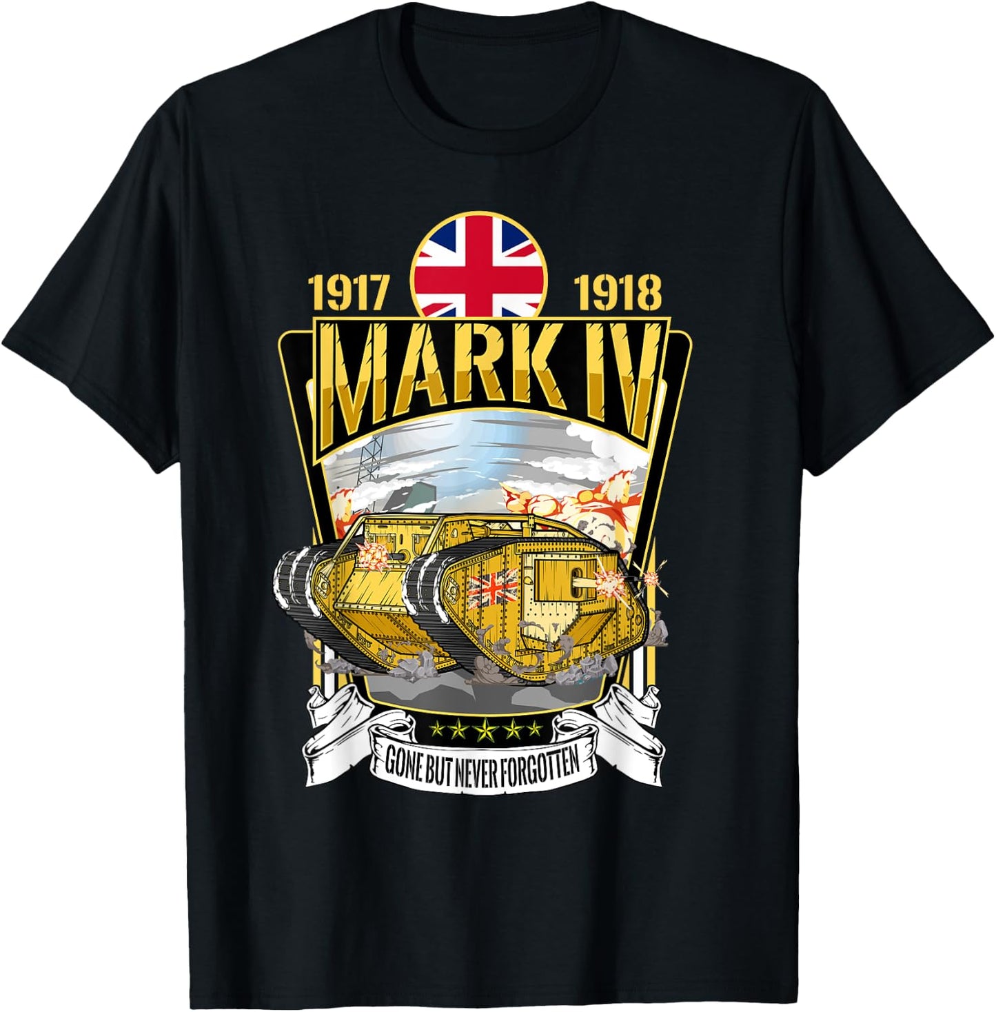 Vintage World War 1 British Tank Mark IV Male WW1 gift T-Shirt - T-Shirt | Black