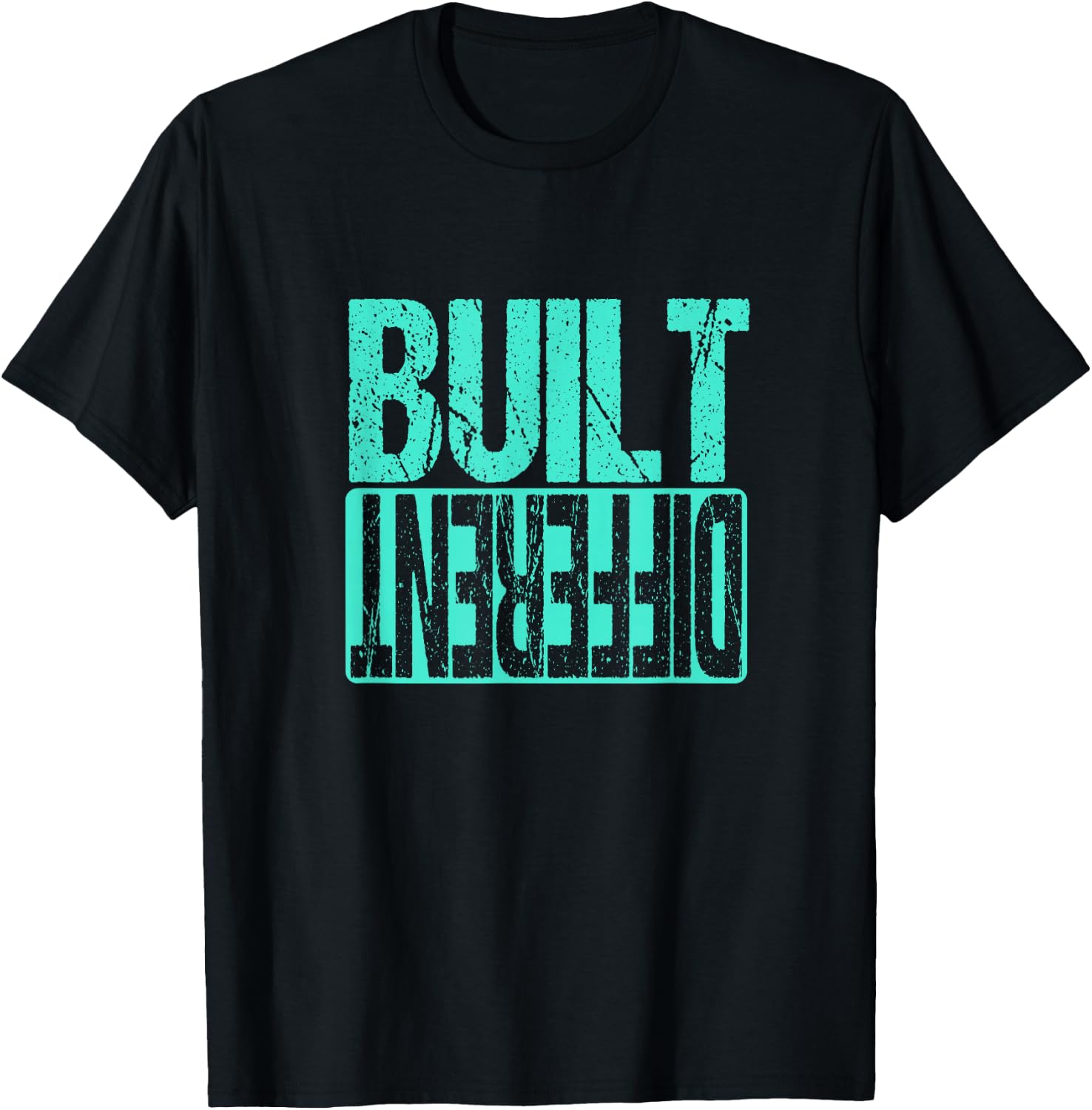 Teal Aqua Built Different Teal Aqua Graphic T-Shirt - T-Shirt | Black