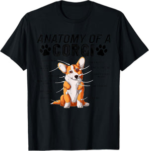 Anatomy of a Corgi Dog Funny Corgi T-Shirt - T-Shirt | Black