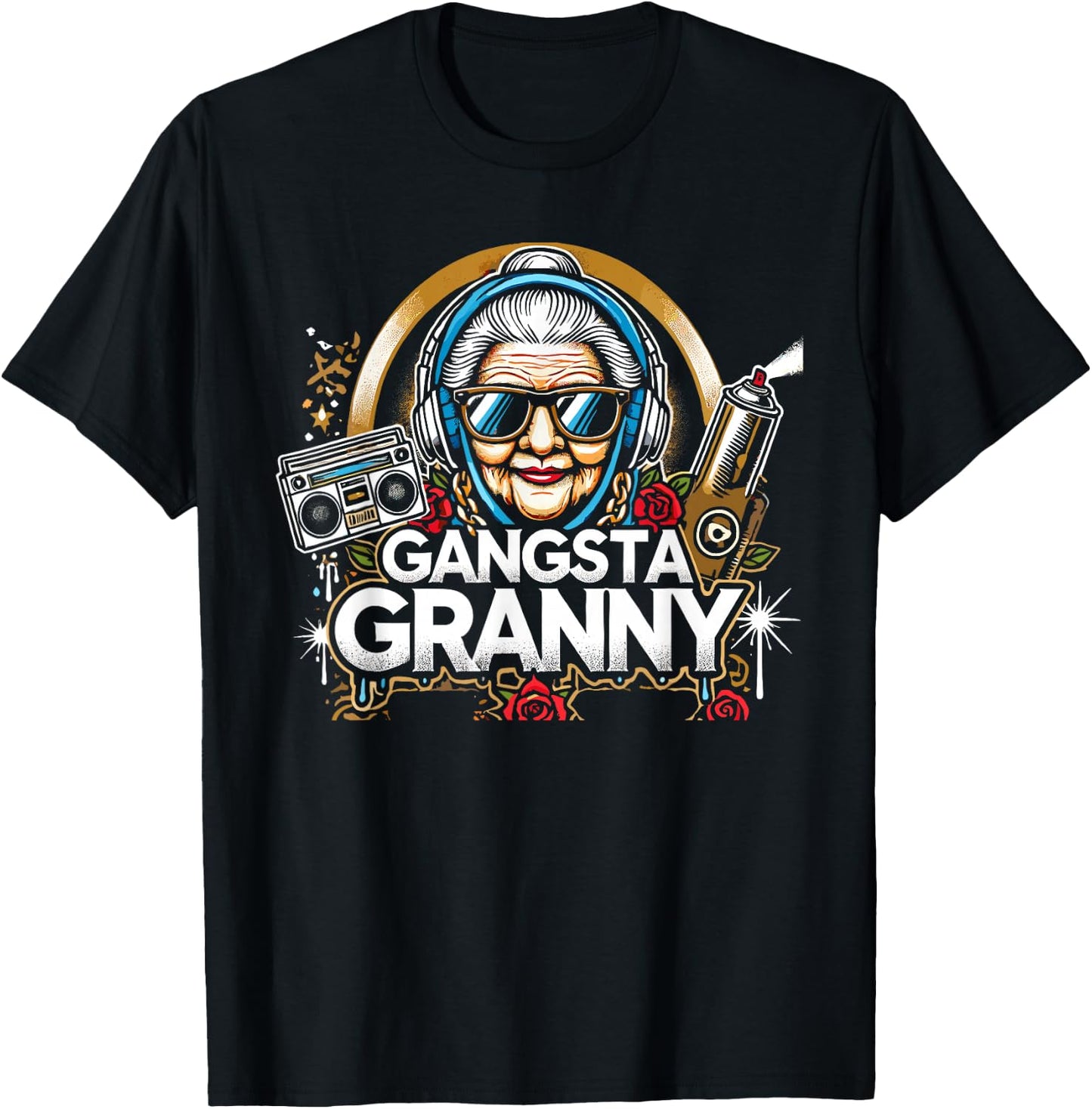 Emo Gangsta Granny Gangster Grandmother Grandma Grammy T-Shirt - T-Shirt | Black
