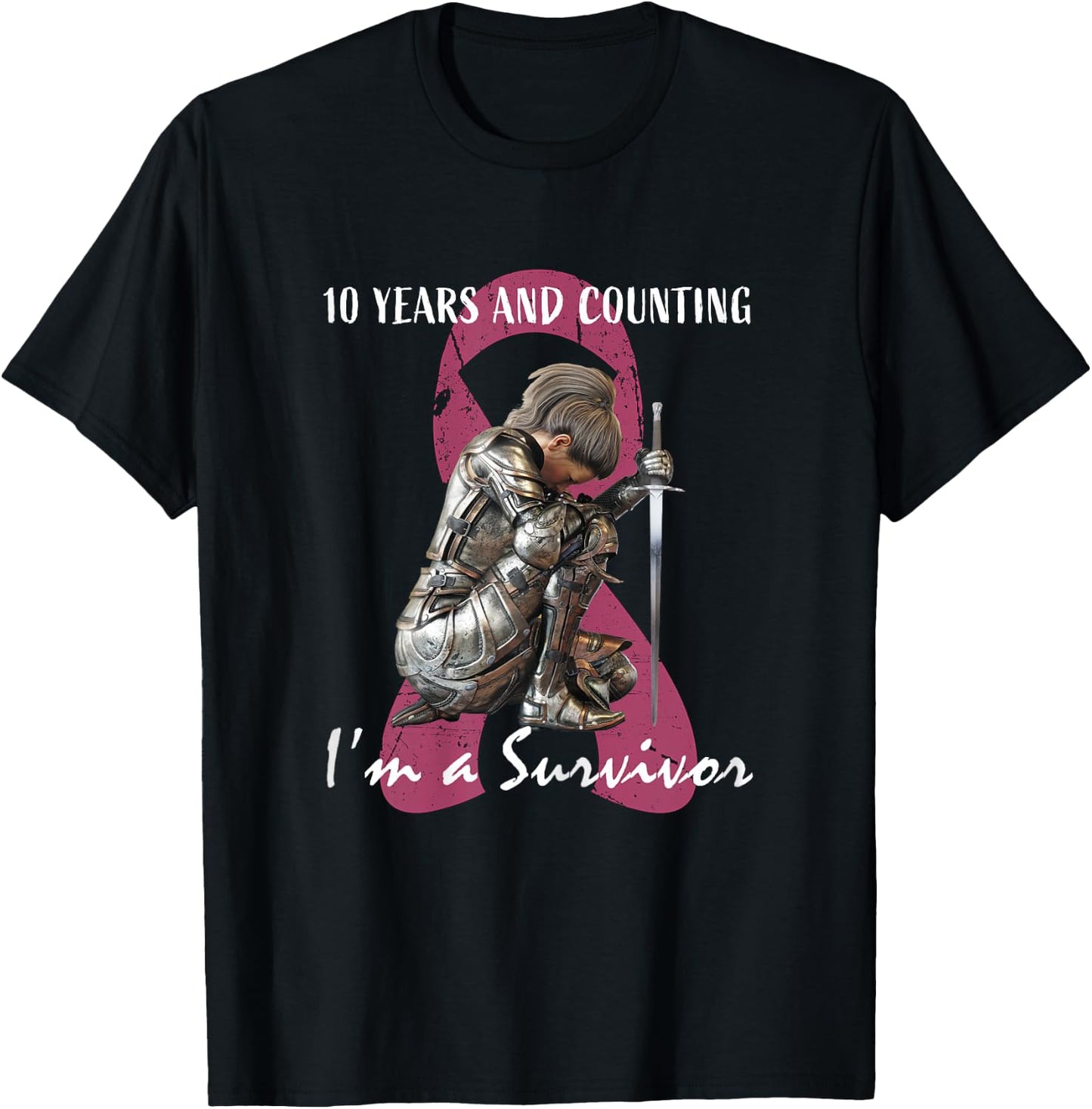 10 Years Cancer Free Gifts 10 Year Breast Cancer Survivor T-Shirt - T-Shirt | Black