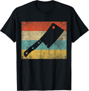 Funny Vintage Meat Cleaver Cooking Joke Chef Retro Women Men T-Shirt - T-Shirt | Black