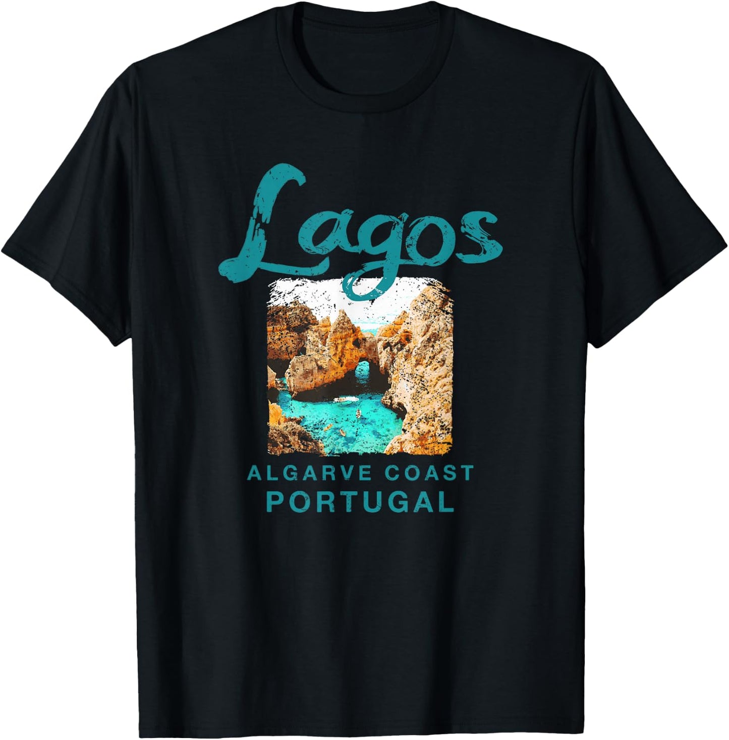 Lagos Portugal Algarve Coast Vintage Portuguese T-Shirt - T-Shirt | Black