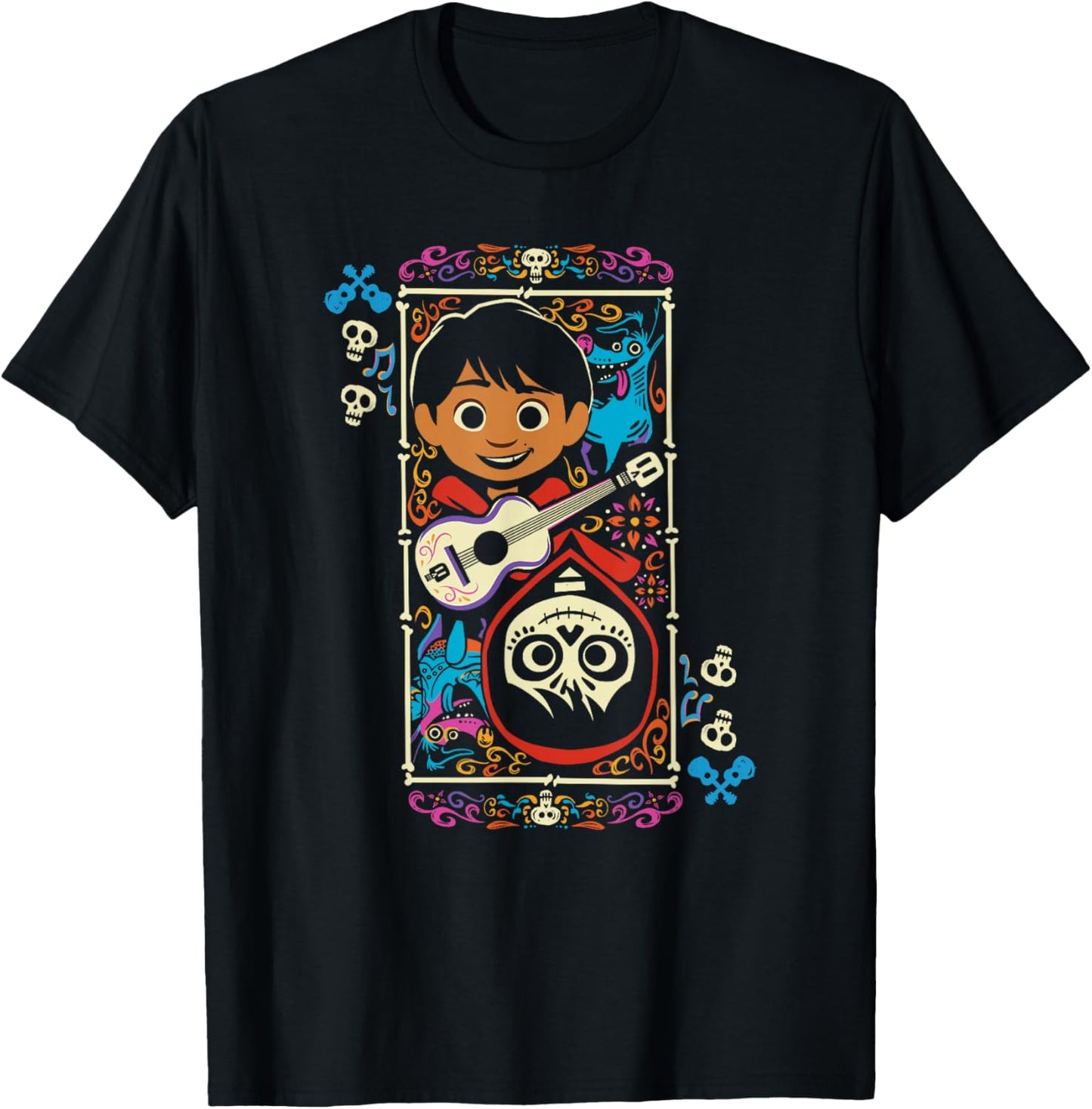 Disney Pixar Coco Miguel Two Faces Day Of The Dead Big Frame T-Shirt - T-Shirt | Black