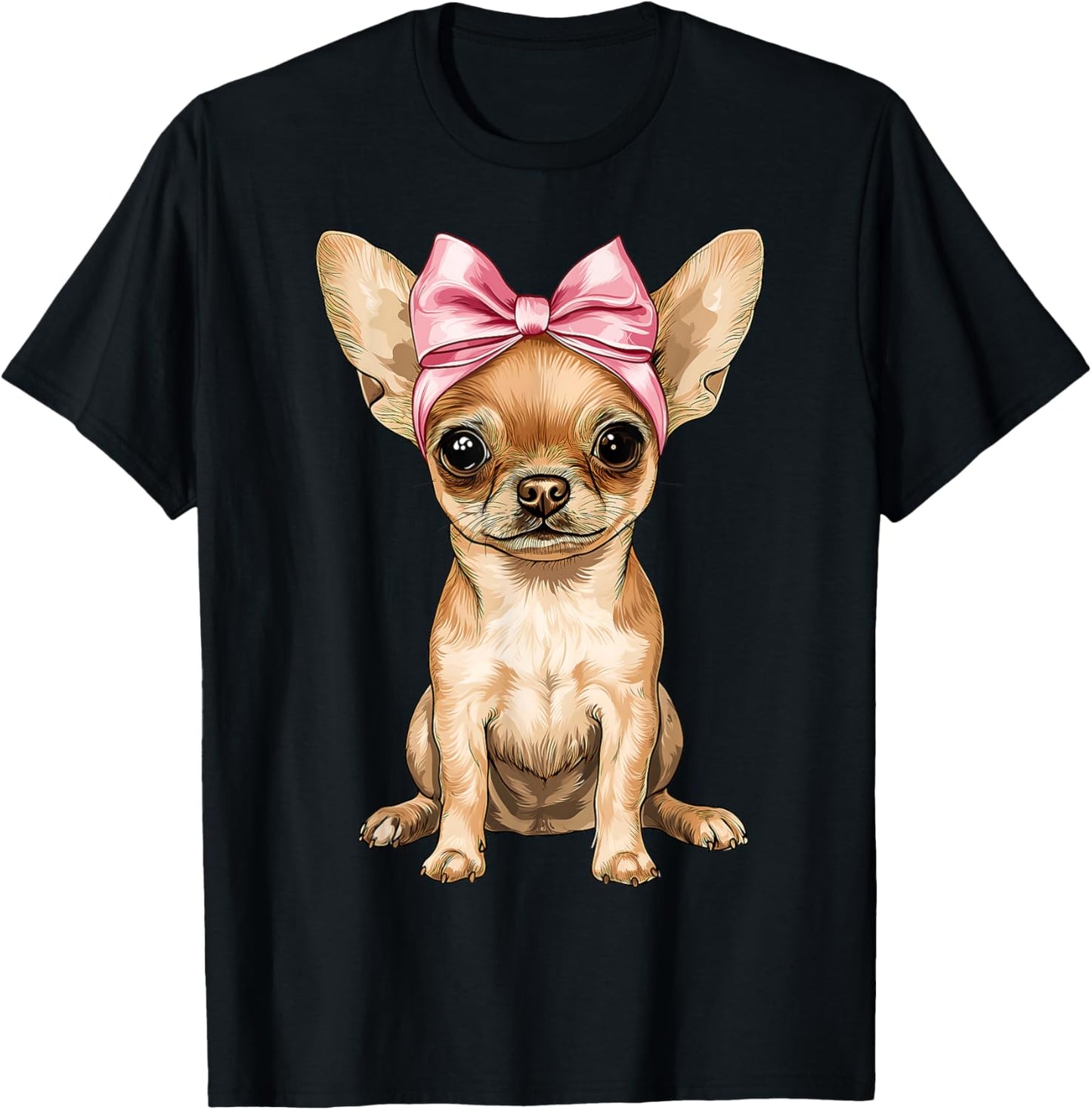 Coquette Bow Chihuahua Dog Mom Mothers Day Pink Girl T-Shirt - T-Shirt | Black