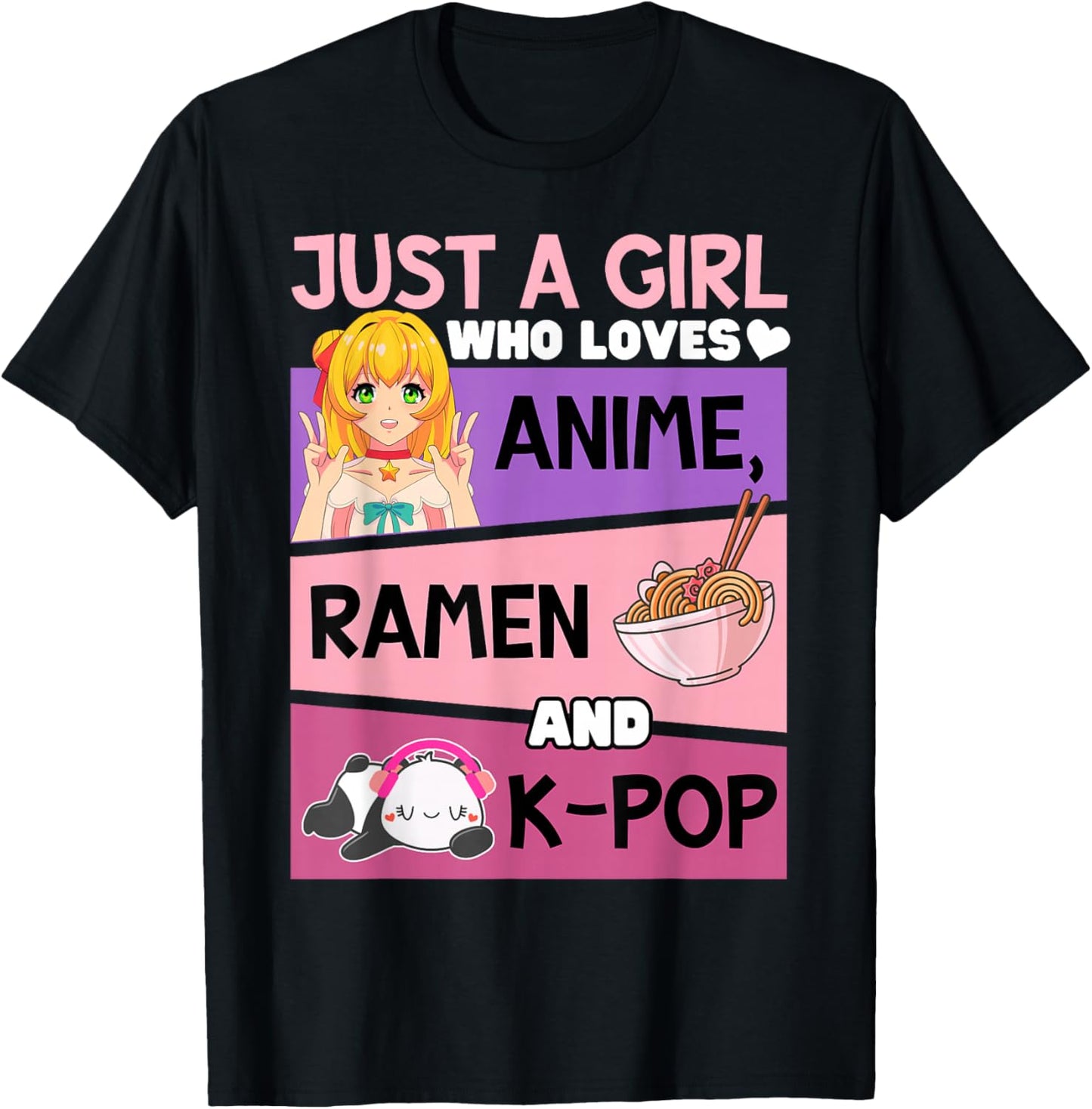 K-pop Anime Ramen-Can't Hear You I'm Listening Kpop Kawaii T-Shirt - T-Shirt | Black