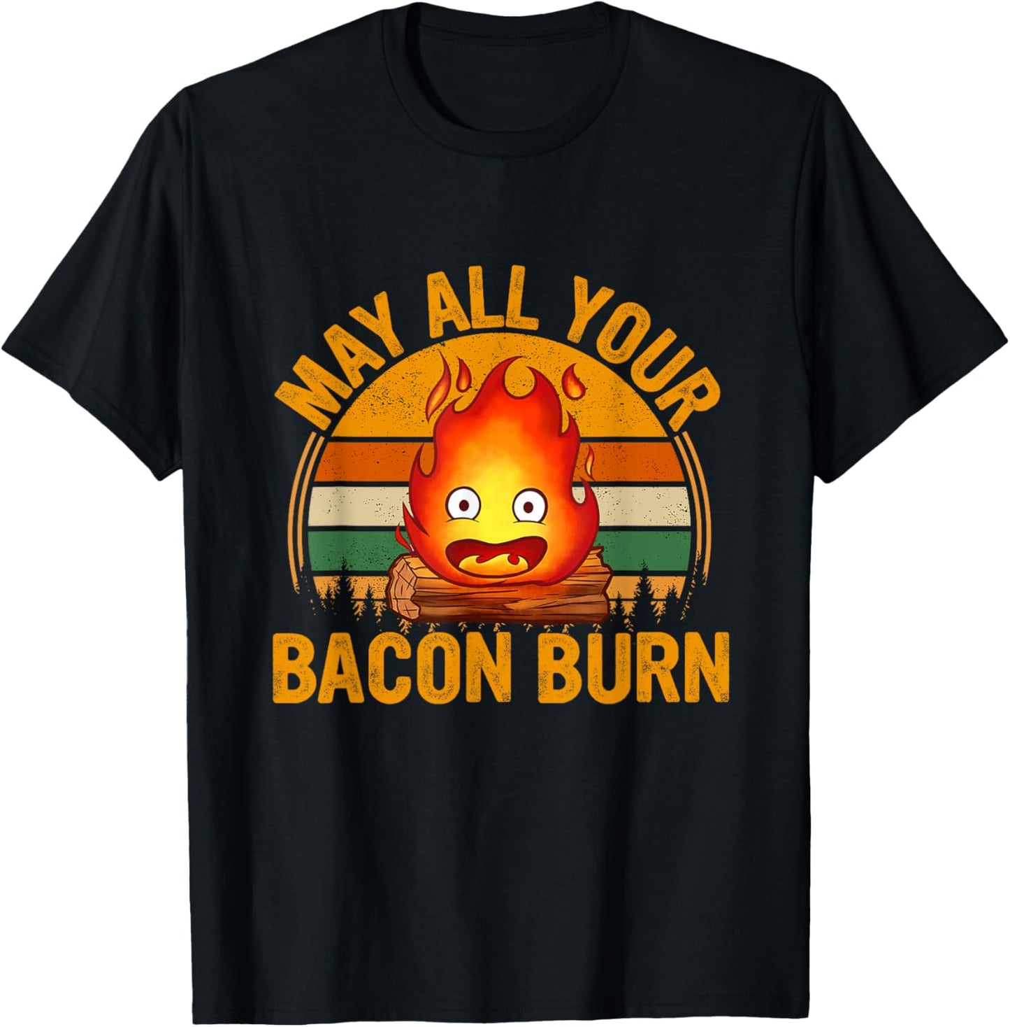 Vintage Retro May All Your Bacon Burn T-Shirt - T-Shirt | Black
