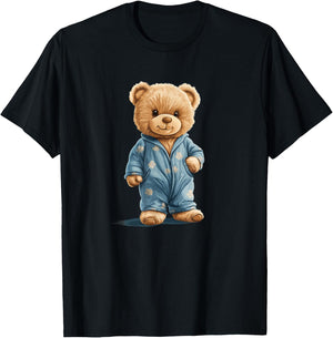 Sleepy Teddy Bear in Comfy Pajamas for Boys and Girls T-Shirt - T-Shirt | Black