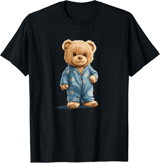 Sleepy Teddy Bear in Comfy Pajamas for Boys and Girls T-Shirt - T-Shirt | Black