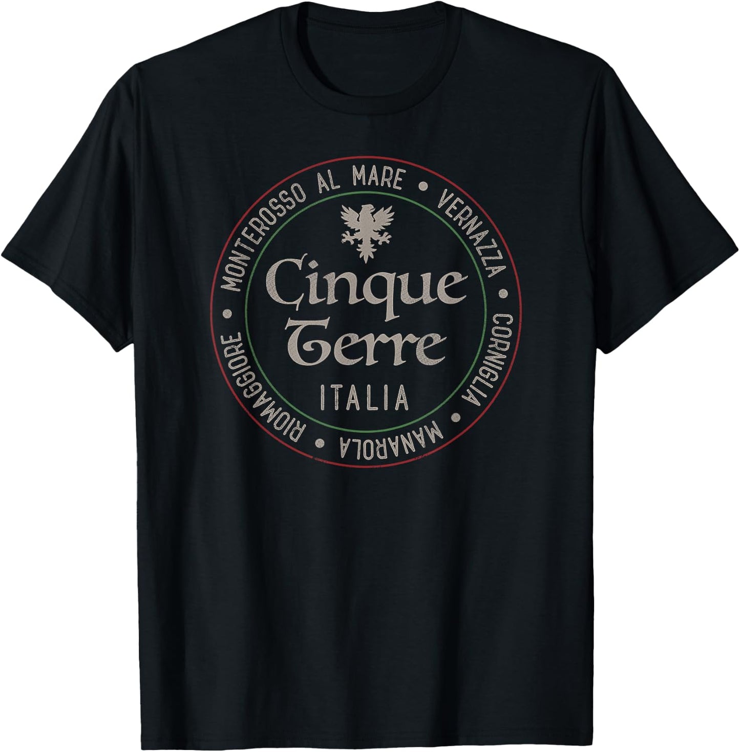 Cinque Terre Italia Gift Italian Mediterranean Travelers T-Shirt - T-Shirt | Black
