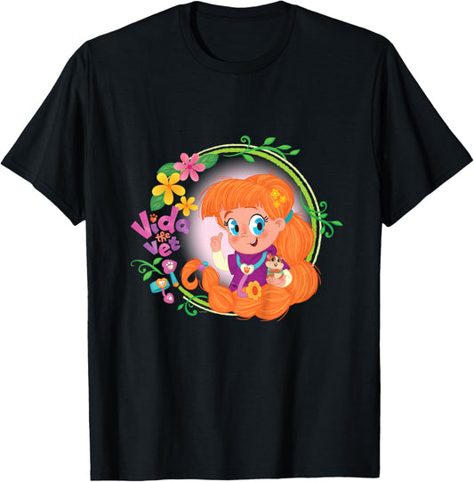 Vida the Vet, Flowery Vet Care, Graphic Logo T-Shirt - T-Shirt | Black