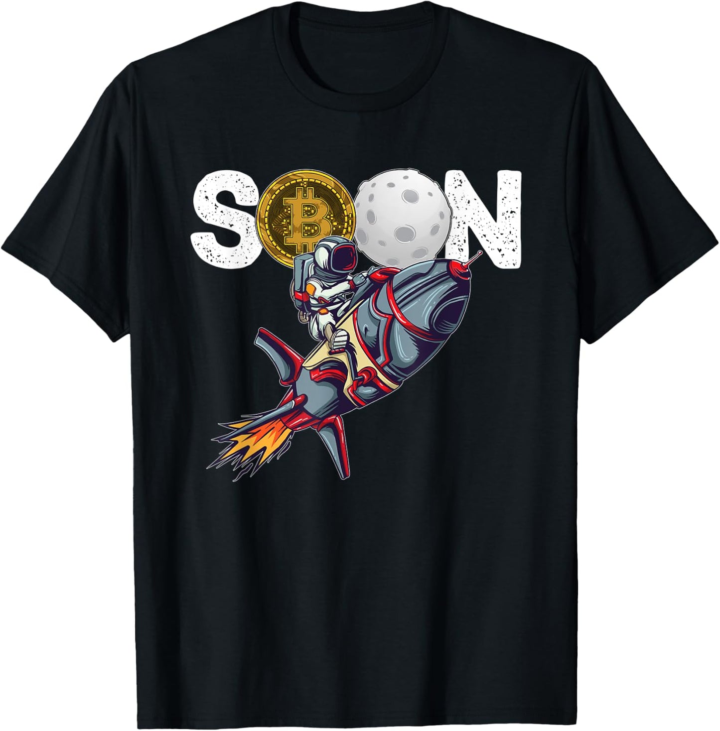 Bitcoin "SOON" To Moon Cryptocurrency HODL Funny Crypto T-Shirt - T-Shirt | Black