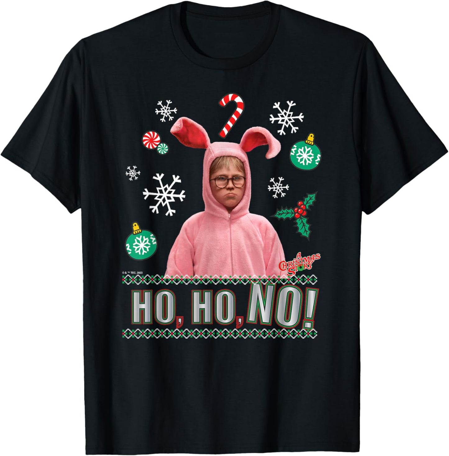 A Christmas Story - Ho Ho Ho Pink Bunny Suit T-Shirt - T-Shirt | Black