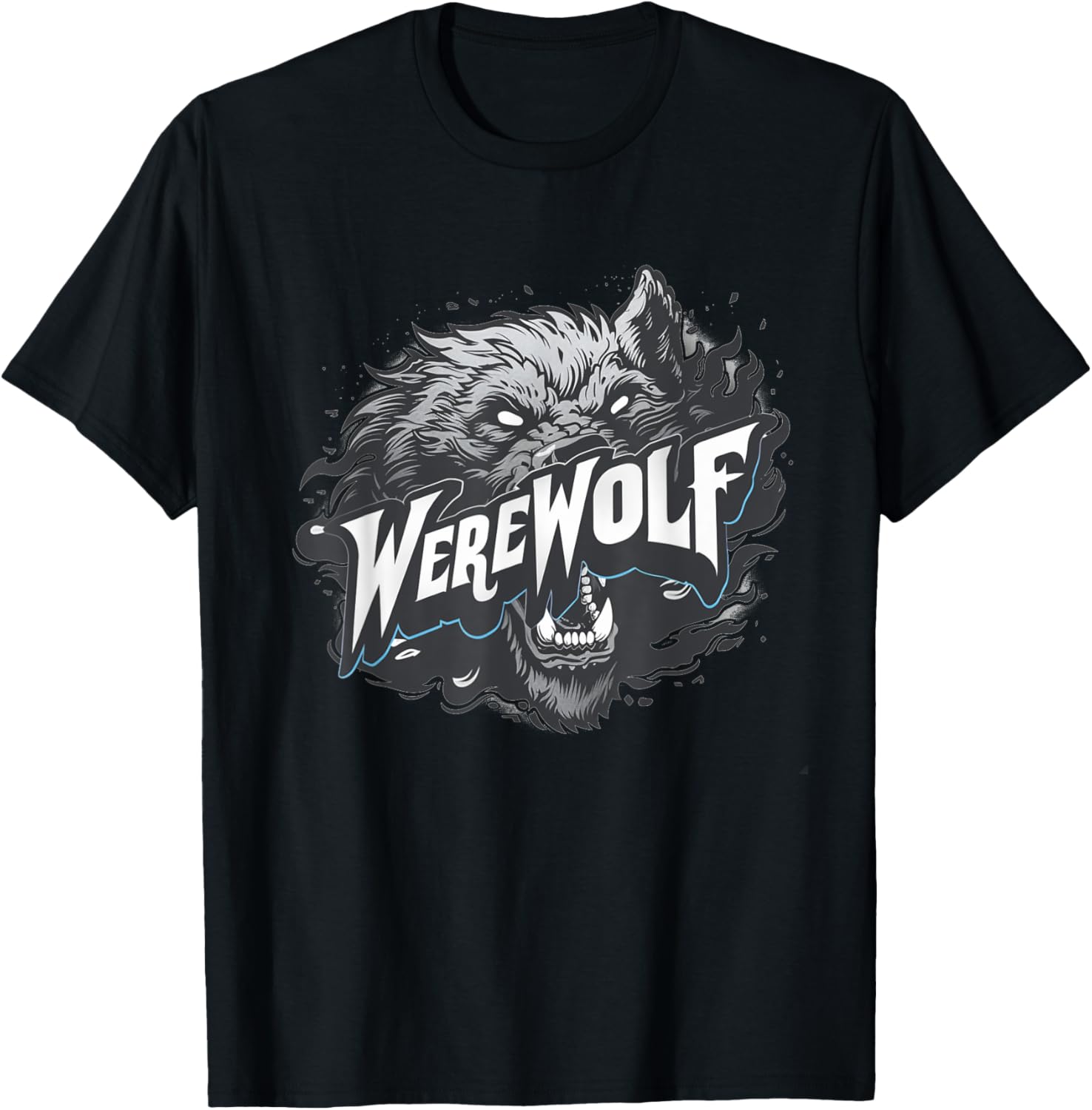 Pretty Werewolf Face for Halloween Boys and Girls T-Shirt - T-Shirt | Black