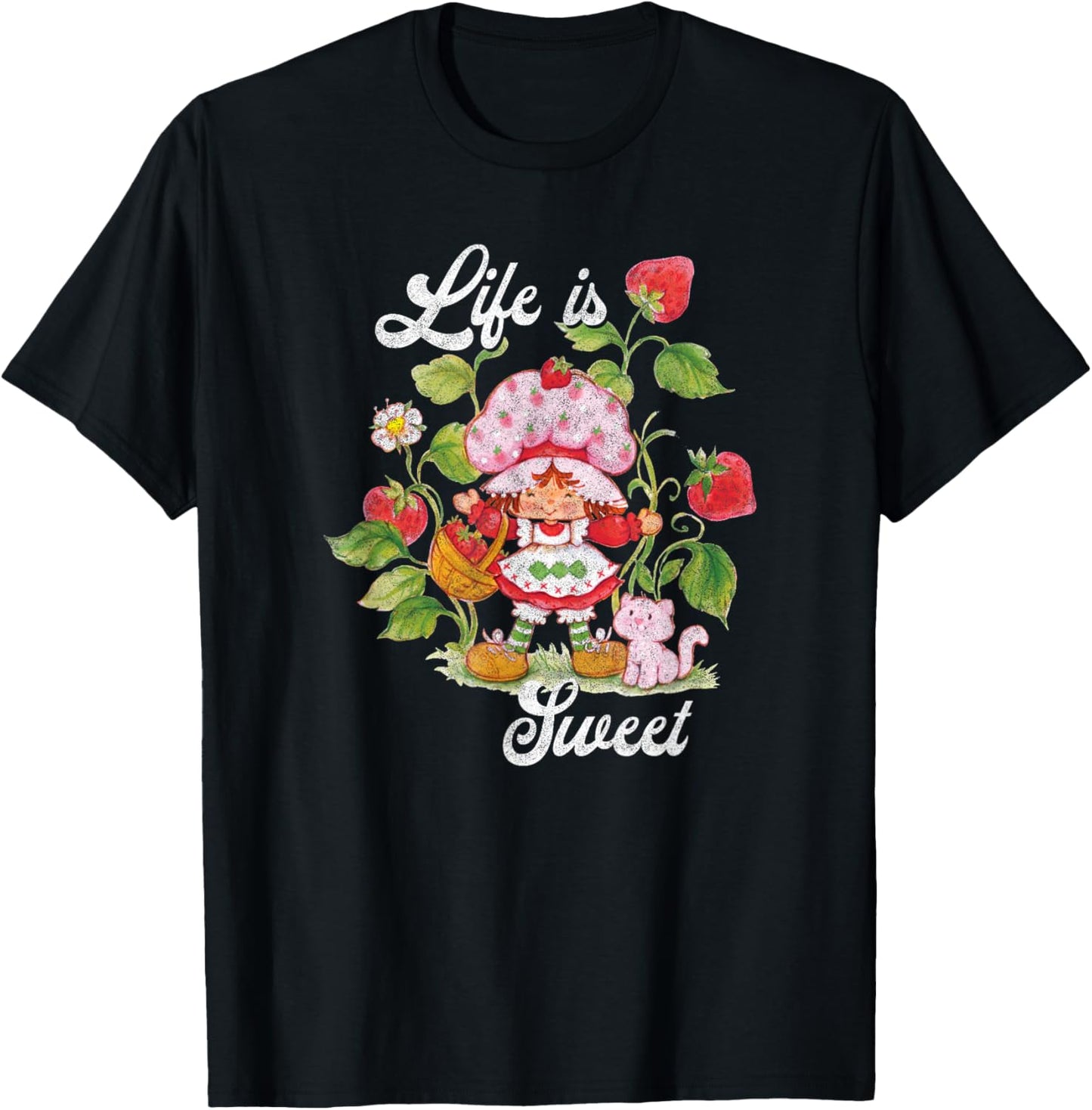 Strawberry Shortcake Life Is Sweet Vintage Berry Garden T-Shirt - T-Shirt | Black