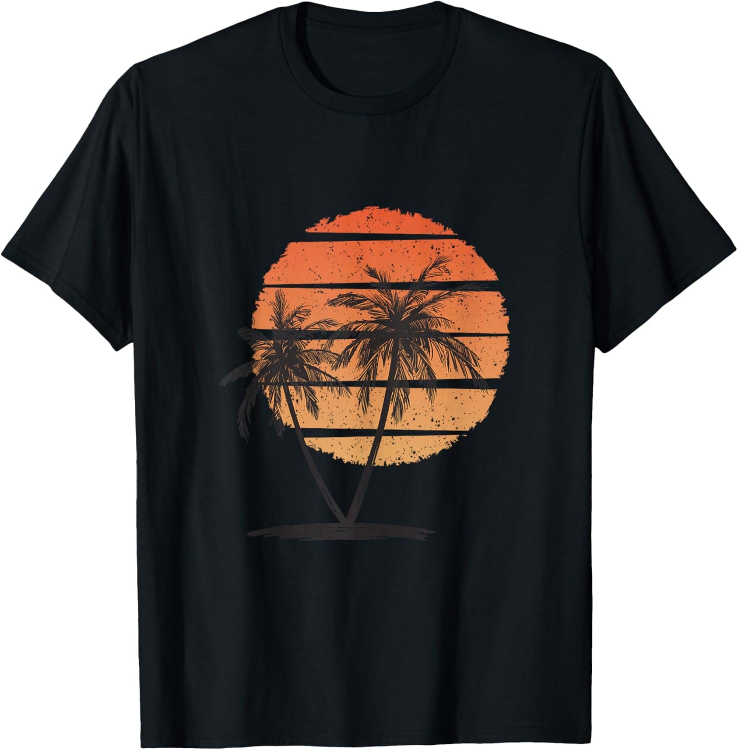 Hawaiian Palm Tree Tropical Beach Retro Vintage 70s 80s T-Shirt - T-Shirt | Black